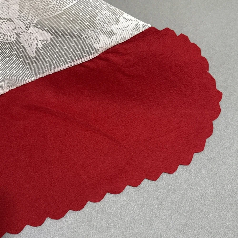 Vtg Christmas Silent Night Nativity Scene Lace Valance Felt Back Topper Handmade